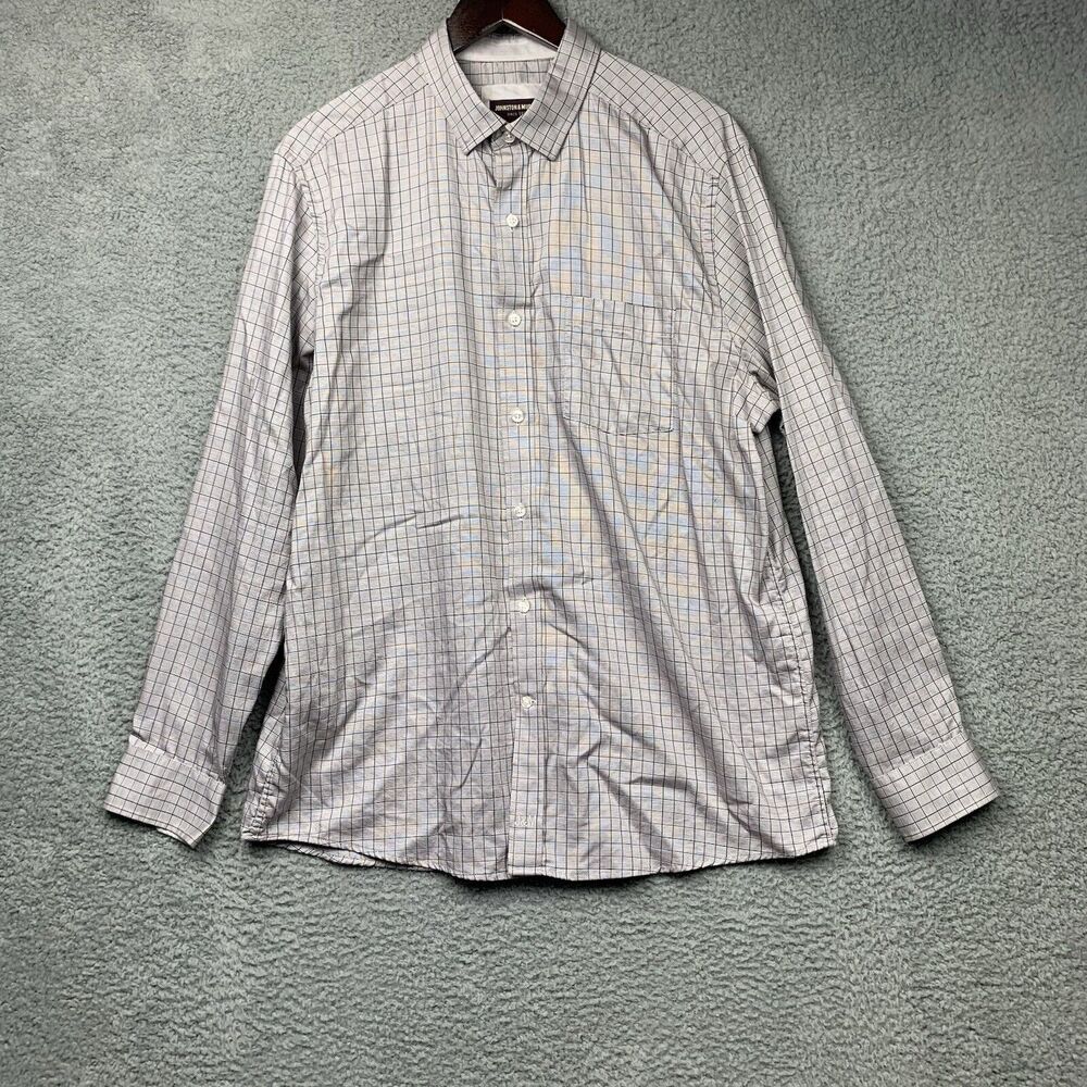 Johnston & Murphy Shirt Mens L Checked Button Down Dress Shirt